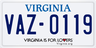 VA license plate VAZ0119