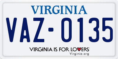 VA license plate VAZ0135