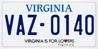 VA license plate VAZ0140