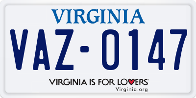 VA license plate VAZ0147
