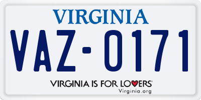 VA license plate VAZ0171