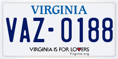 VA license plate VAZ0188