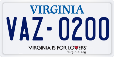 VA license plate VAZ0200