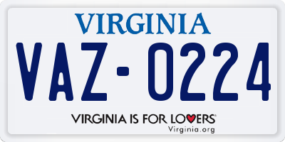 VA license plate VAZ0224