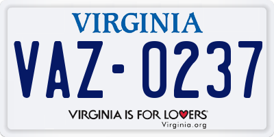 VA license plate VAZ0237