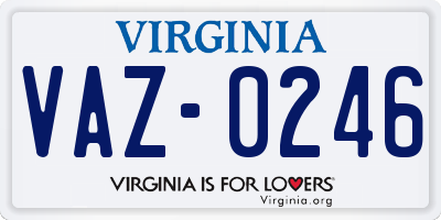 VA license plate VAZ0246