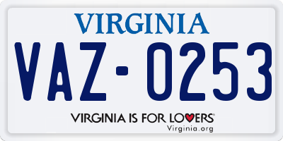 VA license plate VAZ0253