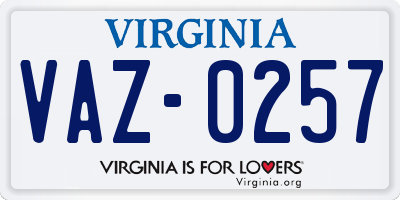 VA license plate VAZ0257