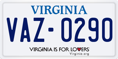 VA license plate VAZ0290