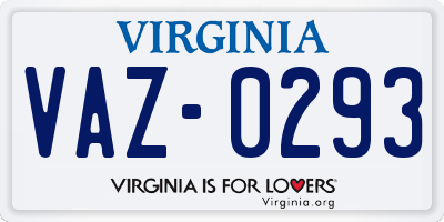 VA license plate VAZ0293
