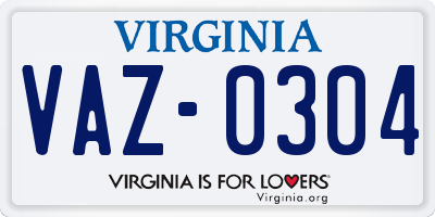 VA license plate VAZ0304