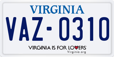 VA license plate VAZ0310