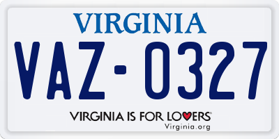 VA license plate VAZ0327