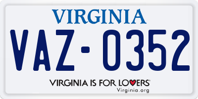 VA license plate VAZ0352