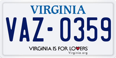 VA license plate VAZ0359
