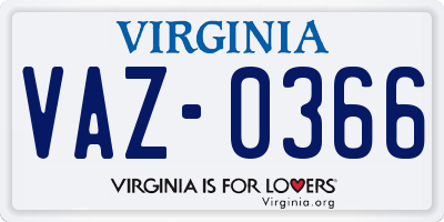 VA license plate VAZ0366