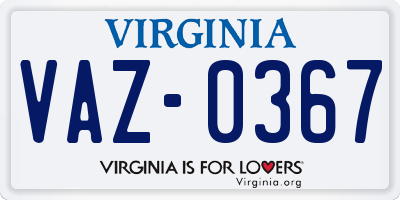 VA license plate VAZ0367