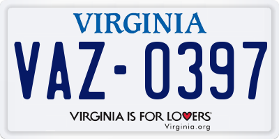 VA license plate VAZ0397