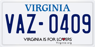 VA license plate VAZ0409