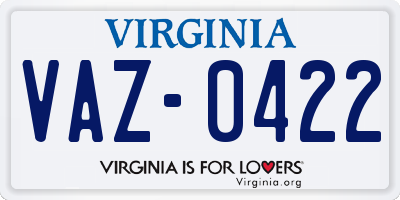 VA license plate VAZ0422