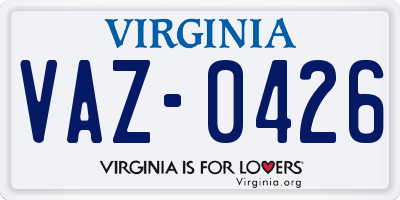 VA license plate VAZ0426
