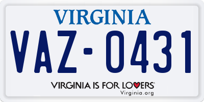 VA license plate VAZ0431