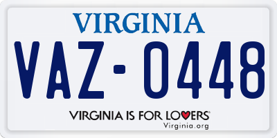 VA license plate VAZ0448
