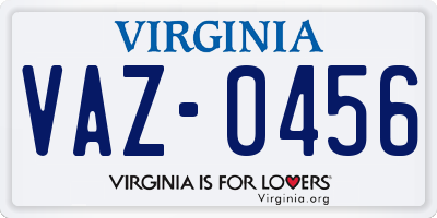VA license plate VAZ0456