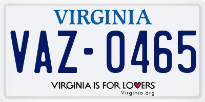 VA license plate VAZ0465