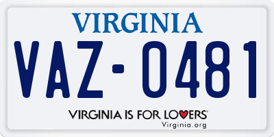 VA license plate VAZ0481
