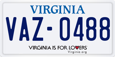 VA license plate VAZ0488