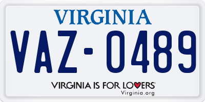 VA license plate VAZ0489