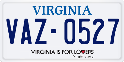 VA license plate VAZ0527