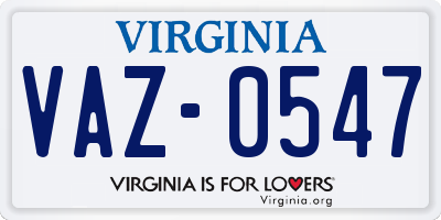 VA license plate VAZ0547