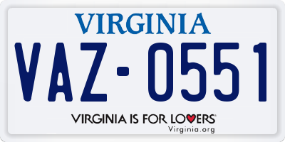VA license plate VAZ0551