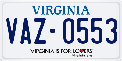 VA license plate VAZ0553