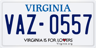 VA license plate VAZ0557