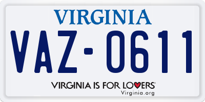 VA license plate VAZ0611