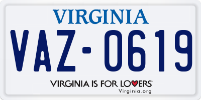 VA license plate VAZ0619