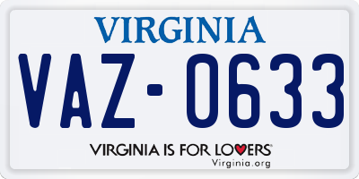 VA license plate VAZ0633
