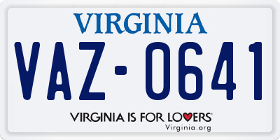 VA license plate VAZ0641