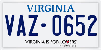 VA license plate VAZ0652