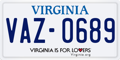 VA license plate VAZ0689