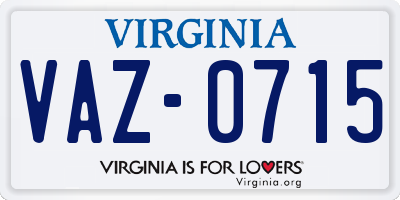 VA license plate VAZ0715