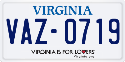 VA license plate VAZ0719