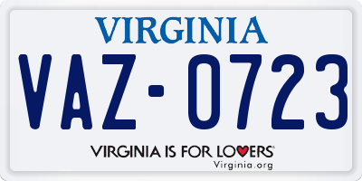 VA license plate VAZ0723