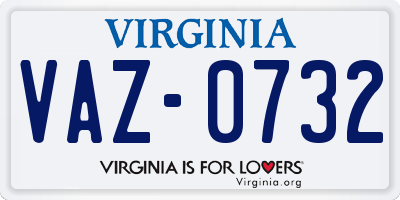 VA license plate VAZ0732