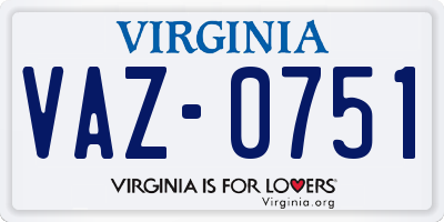 VA license plate VAZ0751