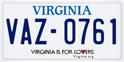 VA license plate VAZ0761