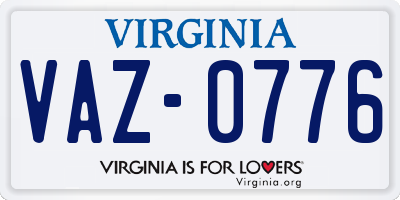 VA license plate VAZ0776